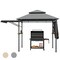 Patio BBQ Grill Gazebo Canopy with 2 Tier Roof and Adjustable Awnings